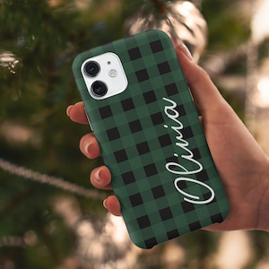 Christmas Phone Case Xmas Cover for iPhone 12, 12Pro, 12 Mini, 7, 8+, XS, XR, SE 2020, 11, 11 Pro Max and Samsung, Custom Buffalo Plaid Case
