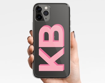 Monogramme iPhone étui personnalisé grand initial clair iPhone 12 Pro étui personnalisé étui iPhone 11 Pro Max XS 8 7 Plus XR Samsung Galaxy Pixel