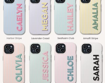 Funda MagSafe personalizada con iniciales, monograma y rayas para iPhone 17, 16, 15, 14, 13 Pro Max y Samsung S26 Ultra/S26 Plus (opcional).