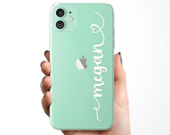 Personnalisé grand nom iPhone étui clair iPhone 11 Pro étui personnalisé iPhone 11 12 Pro Max étui iPhone 7 8 + XR XS Max Samsung Galaxy Pixel