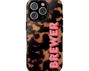 Tortoiseshell iPhone Case | Personalized Name iPhone Case, Classic Style, For iPhone 17 Pro Max, 16, 16e, 15 Plus & More, MagSafe Option