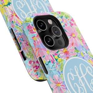Monogram Phone Case Preppy iPhone Case Summer Floral Phone Case for iPhone 15 14 13 12 Pro Max Samsung S24 Case, S23 S22 Ultra Gift for Mom image 4