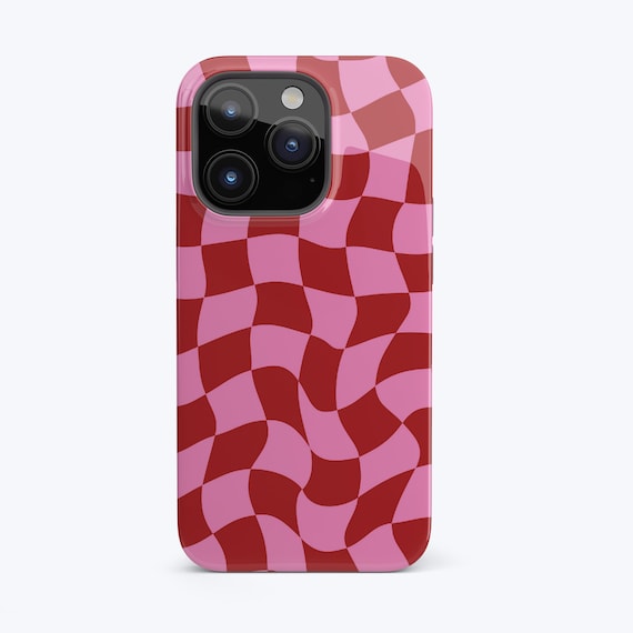 Phone Case Red Checker Print Hard Plastic Phone Case Cover for Apple iPhone 16e Case iPhone 17 15 14 13 Pro Max Plus Samsung Gift for Her
