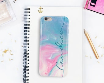 Marble Phone Case Personalized, Initial Name Phone Cover for Apple Iphone 5 5s SE 6 6s Plus 7 8 X Xs max Xr 11 Pro Max