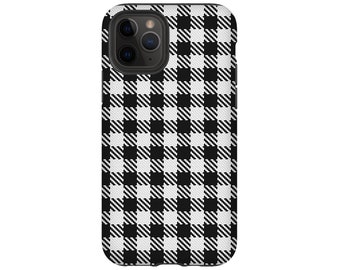 Iphone Case Black Plaid Phone Case, Black Plaid Iphone Case, Tough or Slim Phone Case