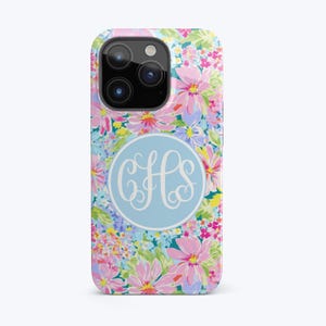 Monogram telefoonhoes preppy iPhone-hoesje zomer bloemen telefoonhoesje voor iPhone 15 14 13 12 Pro Max Samsung S24 hoesje, S23 S22 Ultra cadeau voor moeder
