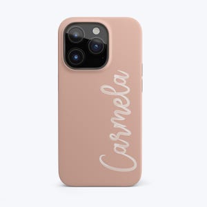 Gepersonaliseerde naam telefoonhoesje, blush roze/perzikkleurig custom monogram initial covers voor Apple iPhones, Samsung Galaxy, Google Pixel, verjaardagscadeau