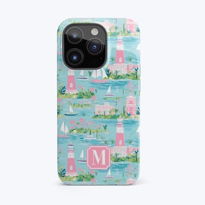 Lighthouse Phone Case Preppy iPhone Case Monogram | Models 15 14 13 12 11 X Xr Xs 8, Se, Pro Max, Mini, Plus Samsung Galaxy S24, S23, S22