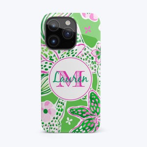 Iphone-hoesje aangepast iPhone-hoesje, gepersonaliseerd iPhone-hoesje met monogram, telefoonhoesje tropisch, preppy telefoonhoesje, preppy iphone-hoesje Samsung
