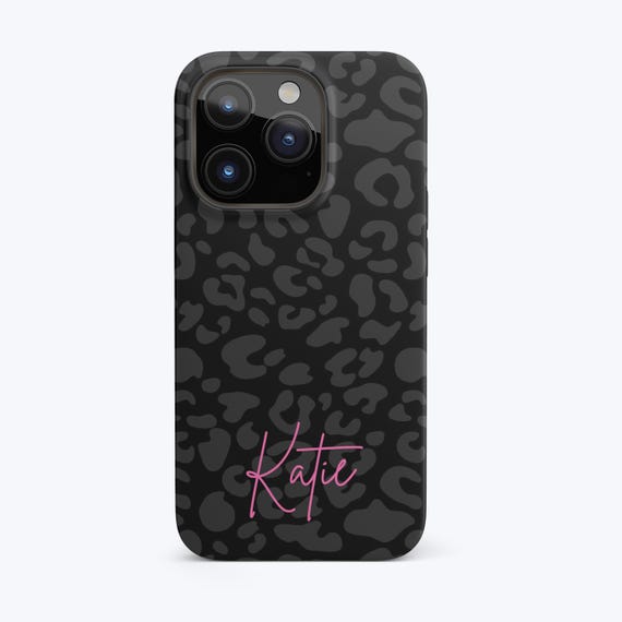 Custodia per telefono con stampa leopardata grigia, iPhone 15, 14, 13, Samsung S24, S23, S22, rigida opaca o lucida, sottile, premium - Italia