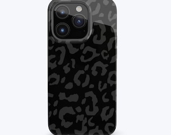 Black Leopard Phone Case for Iphone, Black on Black Leopard Print Iphone Case Personalized Gift for Women Samsung Galaxy Case Google Pixel