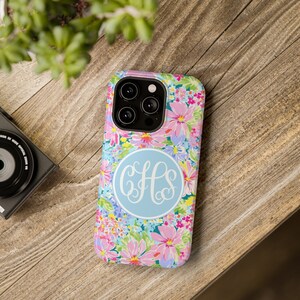 Monogram Phone Case Preppy iPhone Case Summer Floral Phone Case for iPhone 15 14 13 12 Pro Max Samsung S24 Case, S23 S22 Ultra Gift for Mom image 5