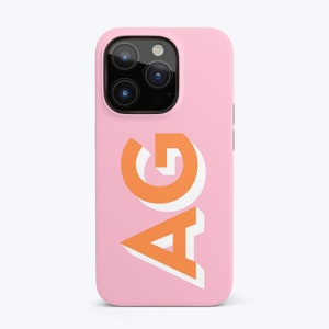 PREPPY PINK Monogram Phone Case For iPhone 15 Pro Max Case, iPhone 14 Pro Case, iPhone 13 Case, iPhone 12 Case, More Models, Pink and Orange