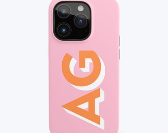 PREPPY PINK Monogram Phone Case For iPhone 15 Pro Max Case, iPhone 14 Pro Case, iPhone 13 Case, iPhone 12 Case, More Models, Pink and Orange