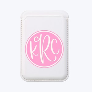 Rosa Monogramm MagSafe® Kartenhalter aus veganem Leder Brieftasche Kreditkartenhalter für MagSafe Handyhülle NEU!