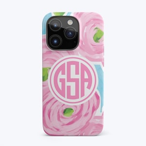 Preppy iPhone-hoesje met monogram Gepersonaliseerde iPhone-hoesje met monogram