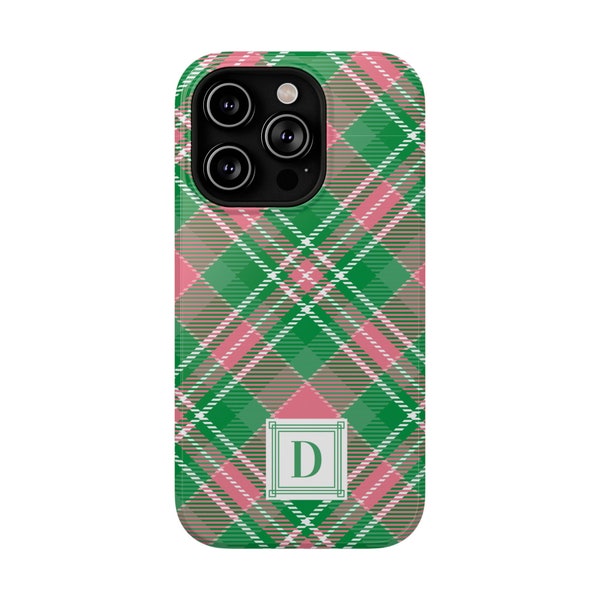 Cadeau personnalisé pour elle, coque de téléphone personnalisée, coque monogramme preppy à carreaux, pour iPhone 15 14 13 12 11 Pro Max, coque pour Samsung Initial D