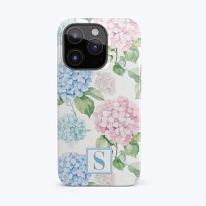 Monogram Phone Case Hydrangea Phone Case Summer Flower Phone Case Floral Print Preppy Phone Case Spring Phone Case Personalized Gift for Mom