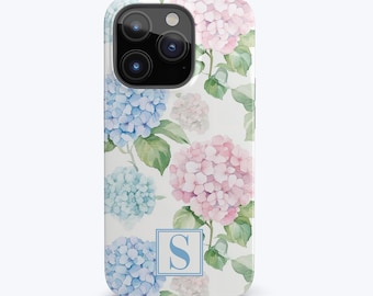 Monogram Phone Case Hydrangea Phone Case Summer Flower Phone Case Floral Print Preppy Phone Case Spring Phone Case Personalized Gift for Mom