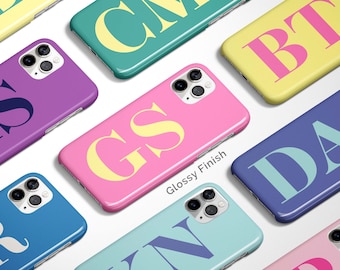 INITIAL Phone Case iPhone Initial iPhone Case Bright Colors, Personalized Gift for Women