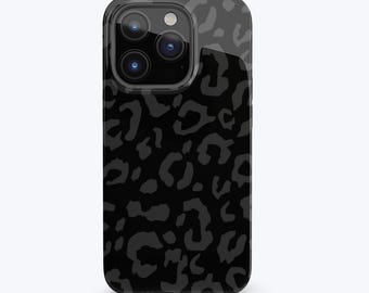 Black Leopard Phone Case for iPhone Black on Black Leopard Print iPhone 14 Case, iPhone 14 Plus Case, iPhone 14 Pro Case, iPhone 14 Pro Max