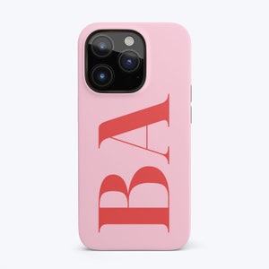 Iphone Case Initials Phone Case Personalized Phone Case Monogram Phone Case Monogram Iphone Case Trendy Phone Case Pink and Red