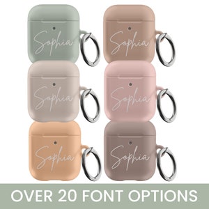 Personalised Apple Air Pods Case Name, Choose Your Color and Font, Keychain Carabiner Protective Case