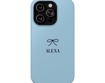 Light Blue Preppy Phone Case with Bow iPhone SE 2020 Case, iPhone 15 Case, iPhone 14 Case Personalized Gift Google Pixel 7 Samsung S24 Case