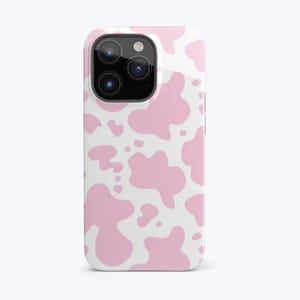 Coque d'Iphone rose vache, coque de portable rose et blanche à imprimé vache pour Iphone et Samsung
