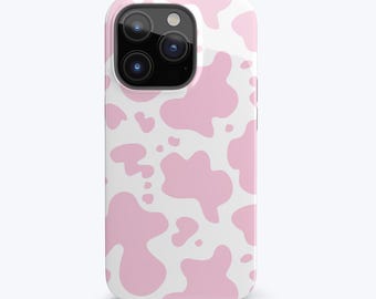 Pink Cow Iphone Case, Pink and White Cow Print Phone Case for Iphone and Samsung