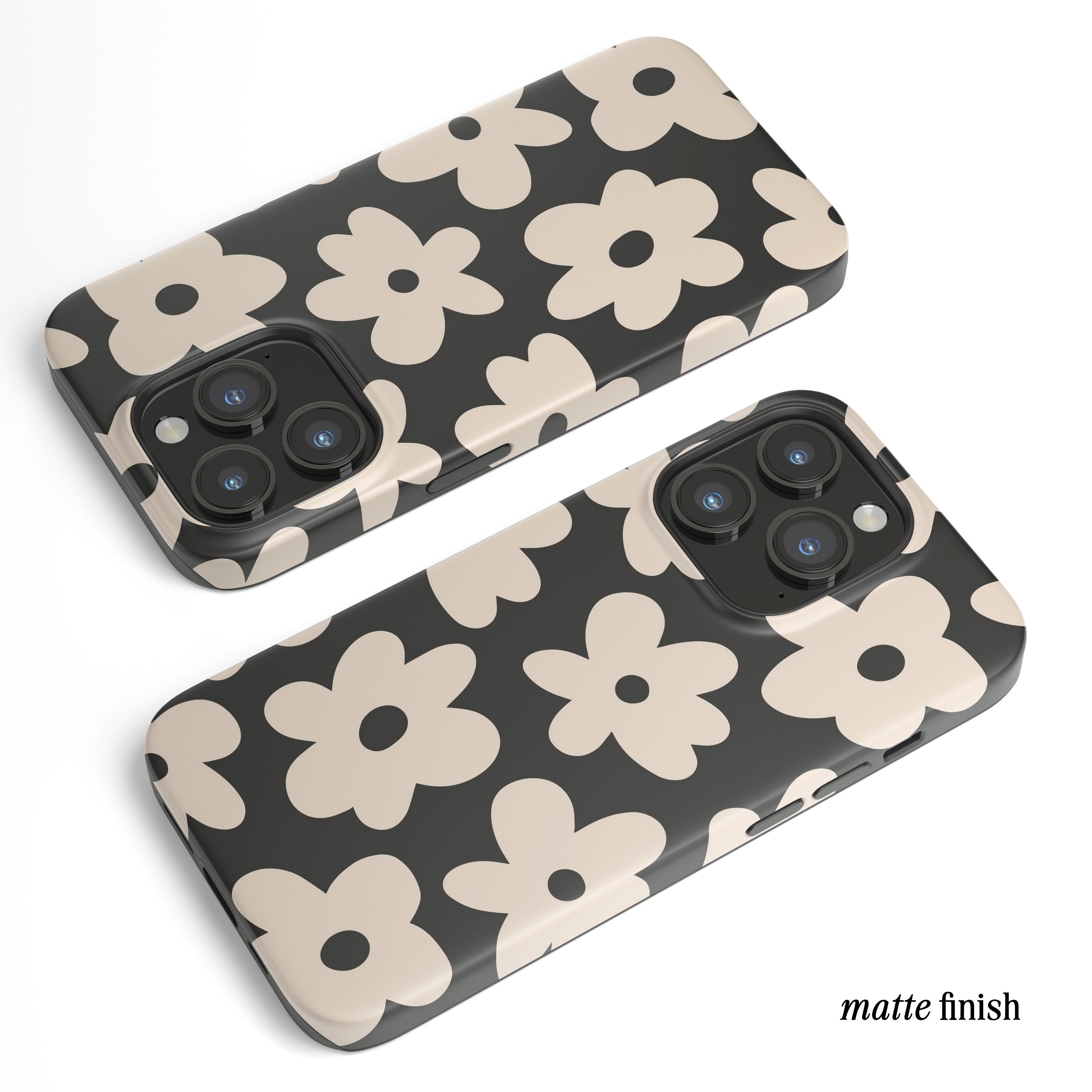 ブラックデイジーケース iPhone 15 Pro、iPhone 15、iPhone 14