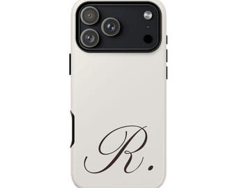 Minimalist Monogram Initial Phone Case for iPhone 17 Pro Max, iPhone 16, 15, 14 Plus and More | MagSafe Option | Neutral Large Initial