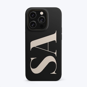 BLACK MONOGRAM iPhone Case Personalized Large Initial iPhone 15 Case Custom iPhone 14 Pro Case iPhone 13 12 Case Xs Max 8 7 Plus XR Pixel