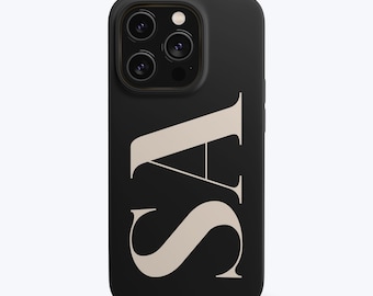 Black iPhone Case Initials, Custom iPhone Case, Personalized iPhone Case with Monogram, Phone Case Black, Initial Phone Case for Samsung