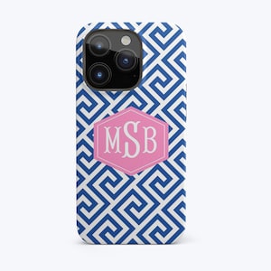 Griekse sleutel telefoonhoesje iPhone gepersonaliseerd monogram iPhonegeval geometrisch preppy esthetische hoesje voor telefoon 16 15 14 13 plus Samsung S25 Ultra