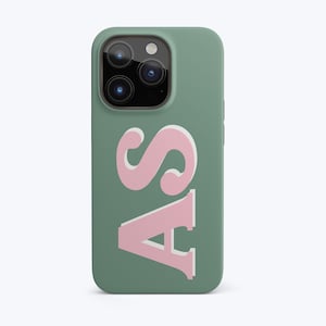 Custom Initial Phone Case, Green and Pink Personalised Cell Phone Case for Apple iPhone X XR Xs Max 11 12 13 Pro Max Samsung, Google Pixel 6
