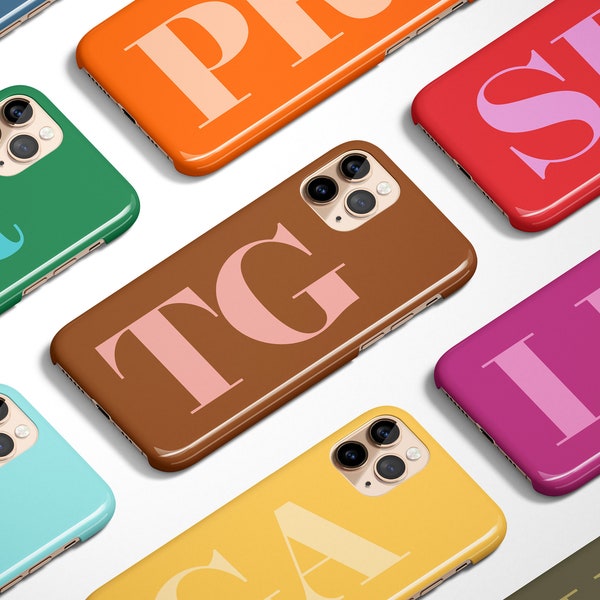 モノグラムイニシャルスマホケース、パーソナライズされたイニシャルiPhoneケース、カスタムiPhone 17 16 15 14 13カバー、iPhone 17 Pro Maxケース、Samsung Galaxyプラス