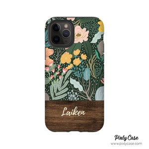 Personalized iPhone 11 Pro Case, Floral and Wood, iPhone 11 Pro Max Case, Floral iPhone 11 Case, iPhone XR Case, iPhone XS Max Case