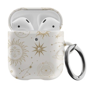 Constellation Airpods Pro Case Astrology Moon Stars Airpod Case Apple Zodiac AirPods 1 and 2 Protective Cover Holder, Celestial Earpods Case