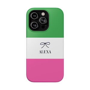 Preppy Name Phone Case Bow iPhone Case for iPhone 15 14 13 12 11 Pro Max Samsung S24 S23 S22 S21 Ultra Plus Gift for Mom