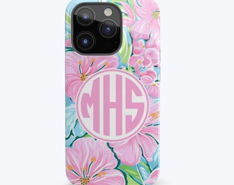 Floral Phone Case iPhone Monogram Phone Case Personalized Preppy Aesthetic Summer Case for Phone 16 15 14 13 SE Plus Samsung S25 S24 Ultra