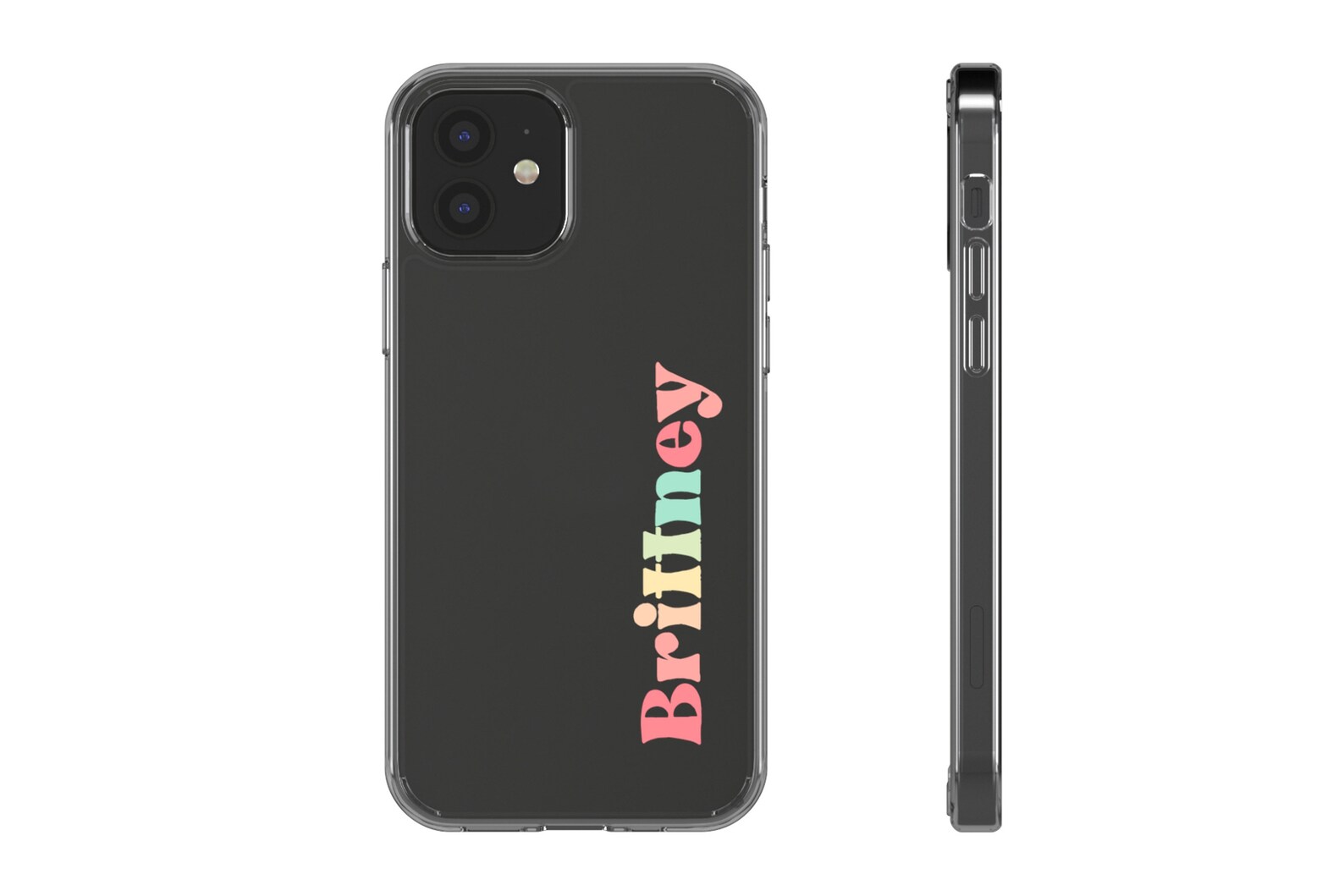 Colorful Retro Name Iphone Cases Personalized Clear Phone Etsy