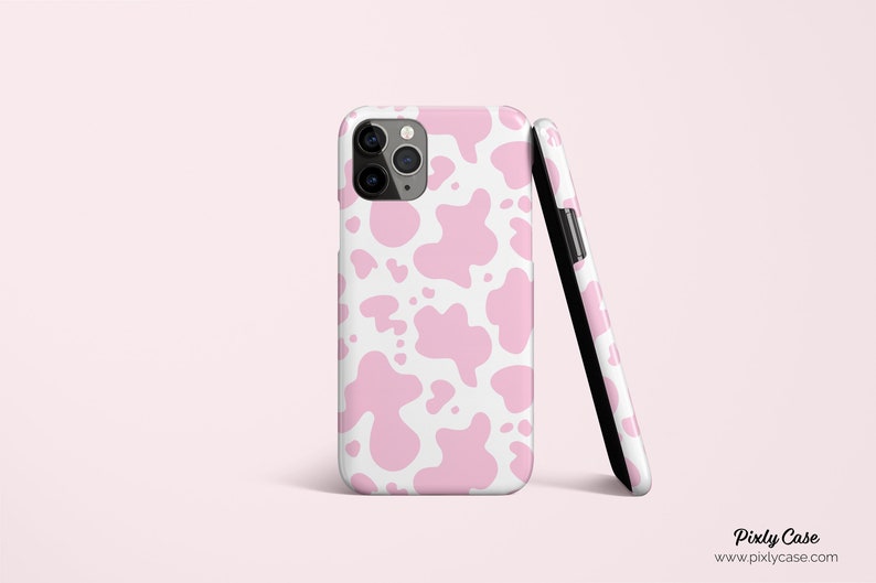 Pink Cow Iphone Case, Pink and White Cow Print Phone Case for Iphone and Samsung 