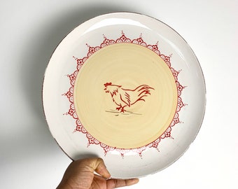 Vintage Portuguese Cake Stand, Rooster Pedestal Cake Display