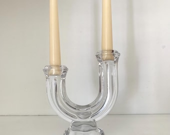 Crystal Vannes Candlesticks, French Glass Art Candlesticks
