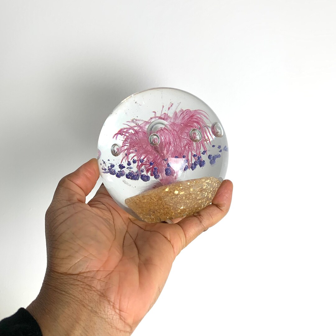 Extra Large Art Glass Paperweightglass Ornamenturchin Pink Etsy