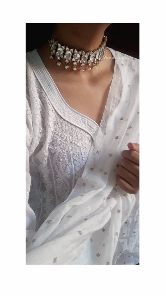 silver kundan choker