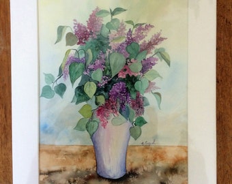 Lila boeket - originele aquarel