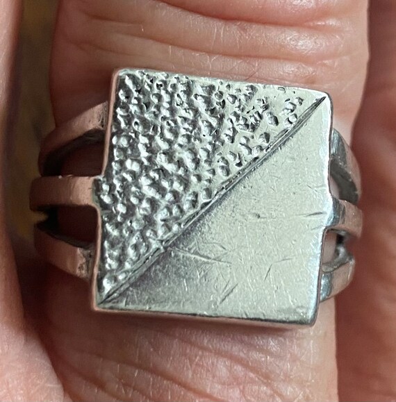 Bague Vintage Lapponia Finlande - Argent Sterling 925, Style Brutaliste, Taille 6, Occasion Ethnique Scandinave