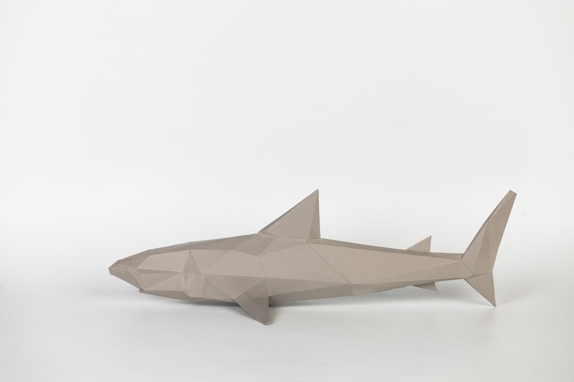 Papercraft Shark Figure PDF Template DIY Paper Low Poly Shark | Etsy